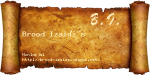 Brood Izaiás névjegykártya